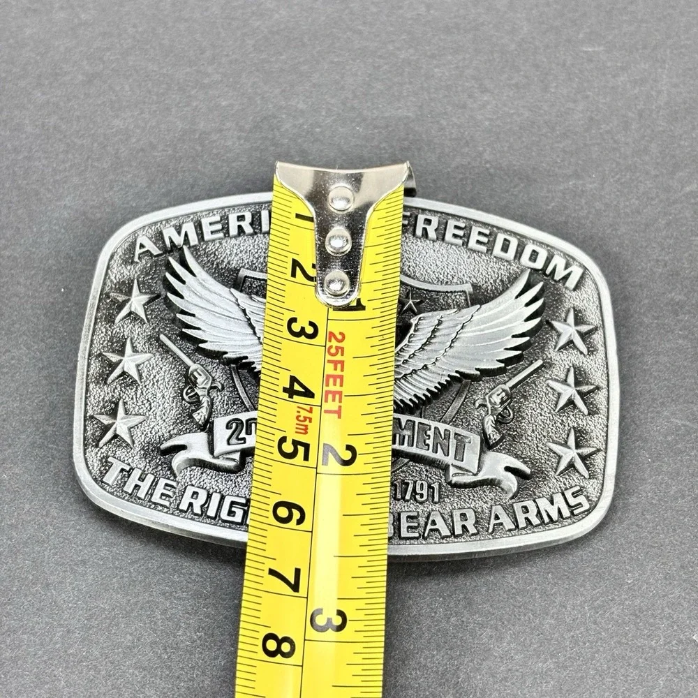 America Second Amendment Belt Buckle 2A,‎ 2nd, Freedom, Guns Antique Silver Tone
